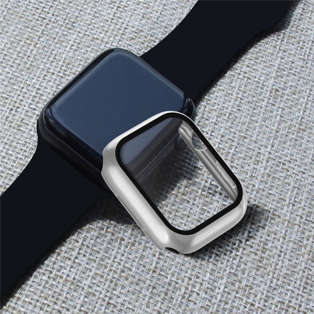 Apple Watch 45mm - Matte Frame PC + Tempered Glass Silver — estuche (foto 8 de 9)