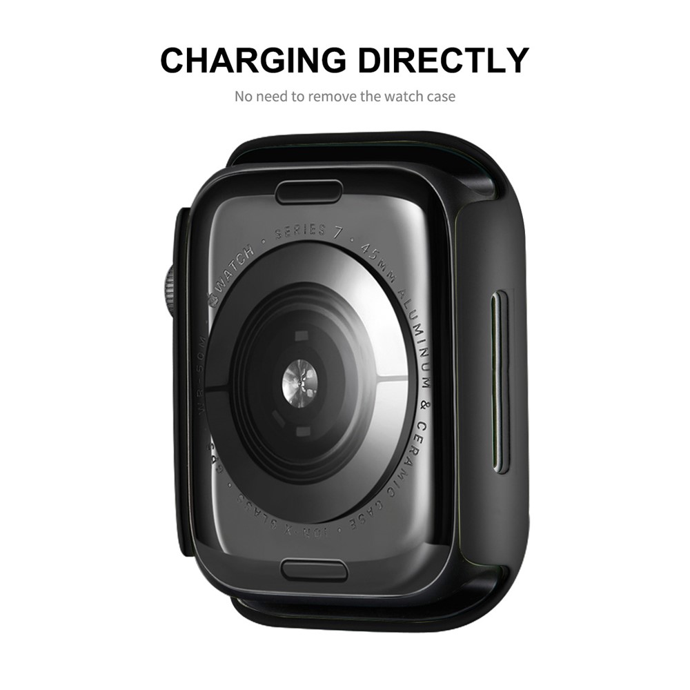 Apple Watch 45mm - ENCAY Hard PC + Tempered Glass Black — estuche (foto 3 de 7)