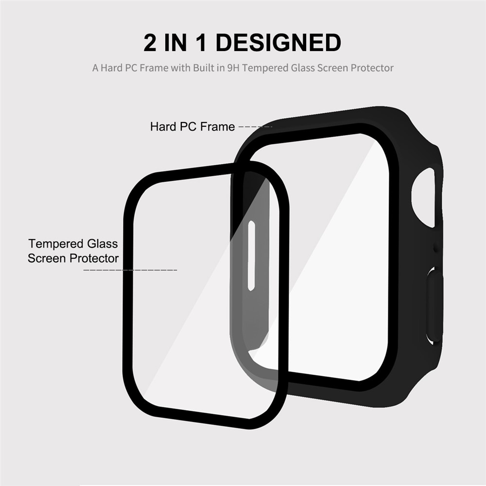 Apple Watch 41mm - ENCAY Hard PC + Tempered Glass Transparent — estuche (foto 2 de 7)