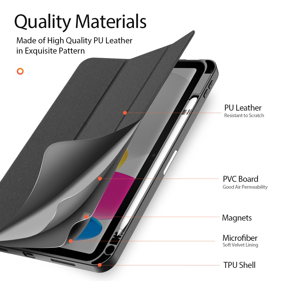 iPad 10.9 2022 - DUX DUCIS Domo Series Black — estuche (foto 6 de 12)