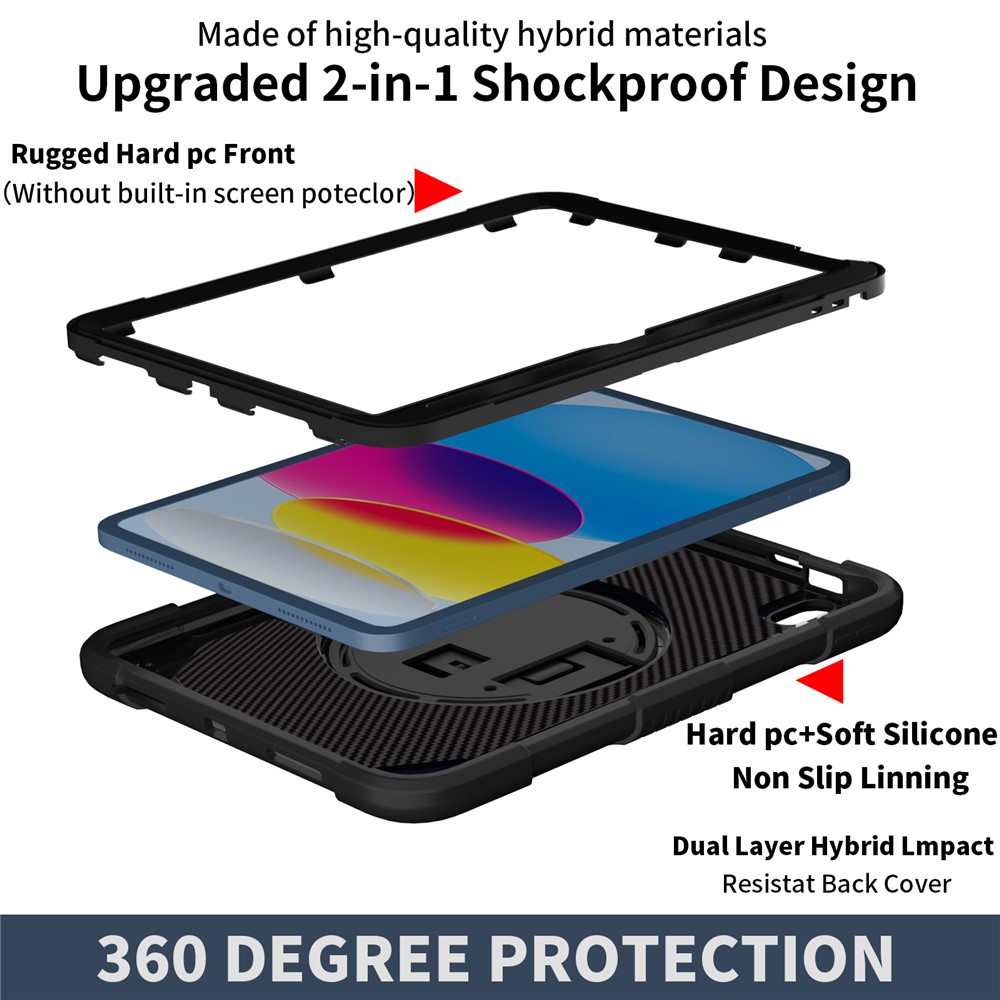 iPad 10.9 2022 - Shockproof With Handle Strap Black — estuche (foto 4 de 6)