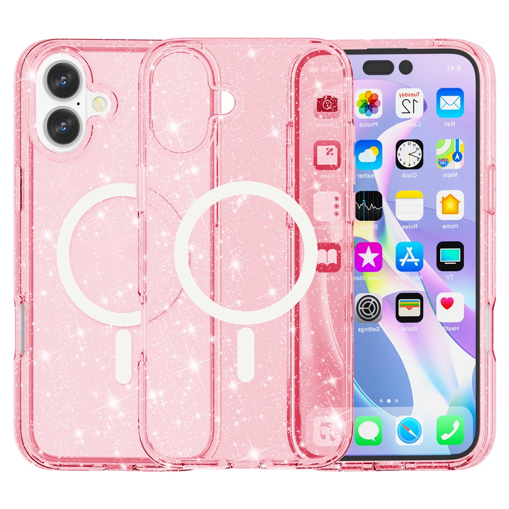 iPhone 16 - Glitter Powder With MagSafe Pink — estuche