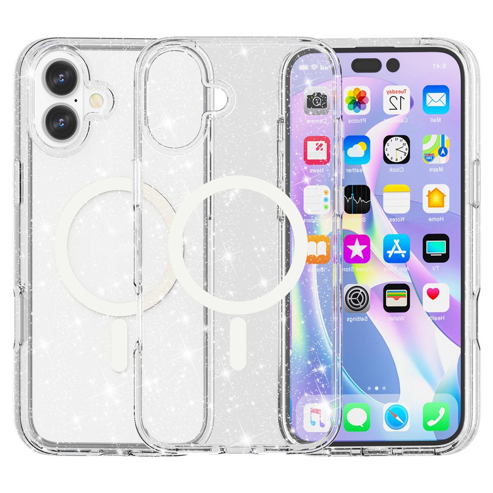 iPhone 16 - Glitter Powder With MagSafe Transparent — estuche