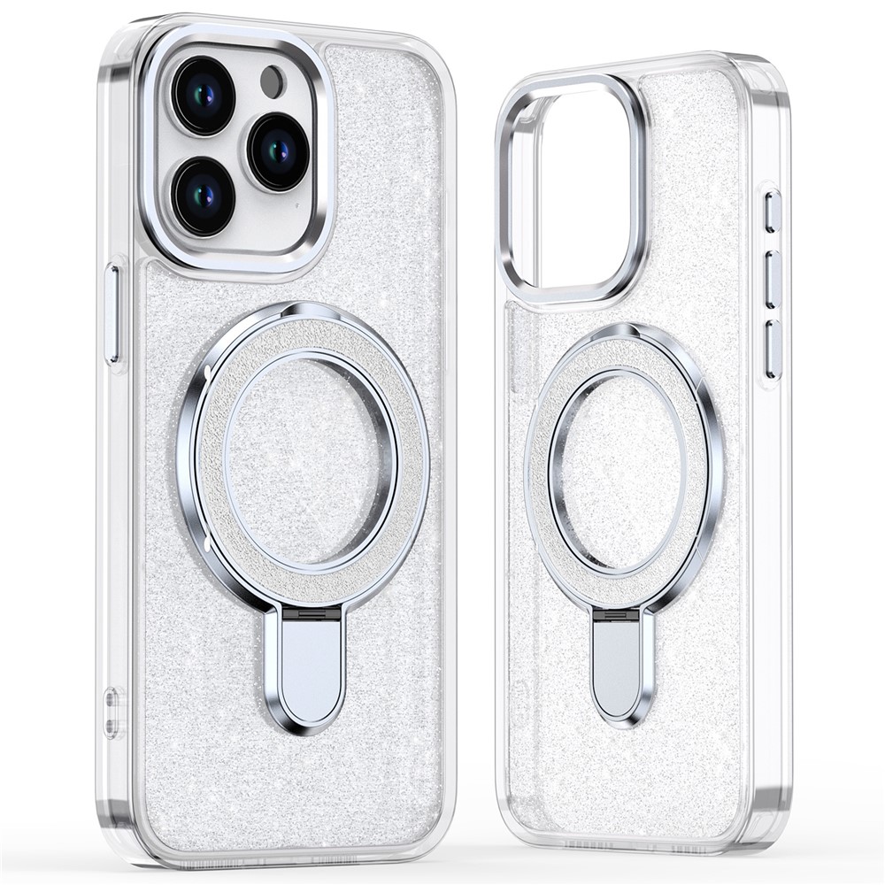 iPhone 16 Pro - Kickstand Glitter Transparent — estuche