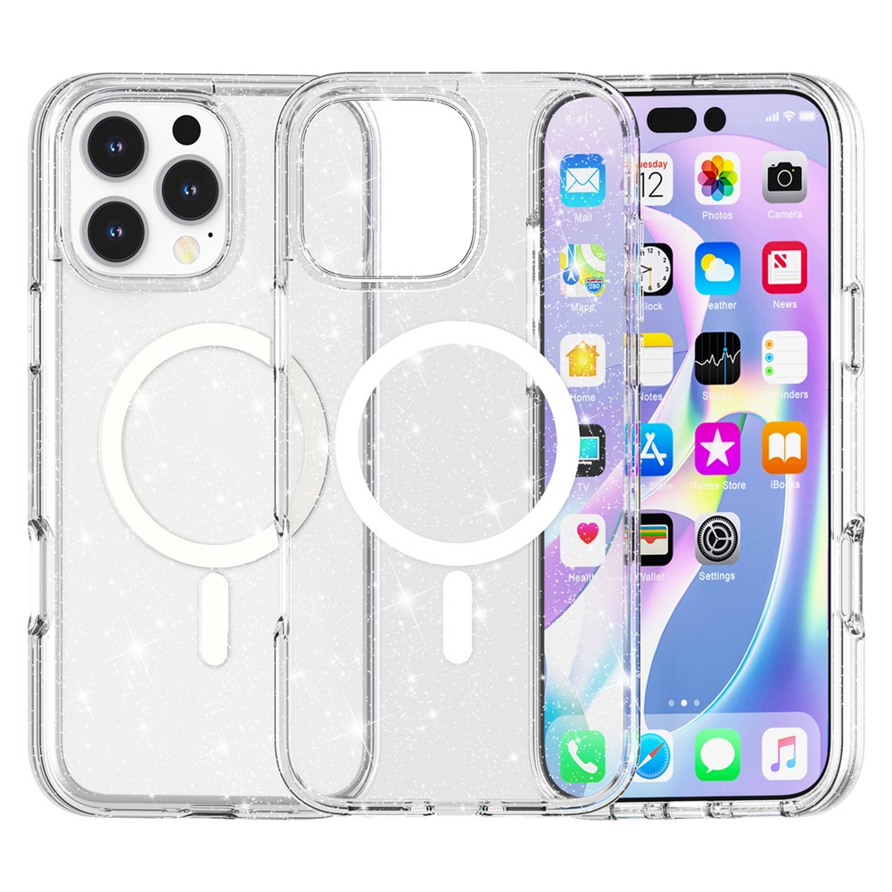 iPhone 16 Pro - Glitter Powder With MagSafe White — estuche