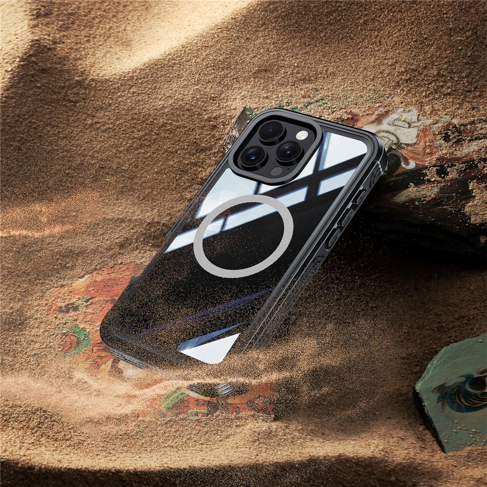 iPhone 16 Pro Max - Magnetic With Tempered Galss Rugged Black Grey — estuche (foto 7 de 8)