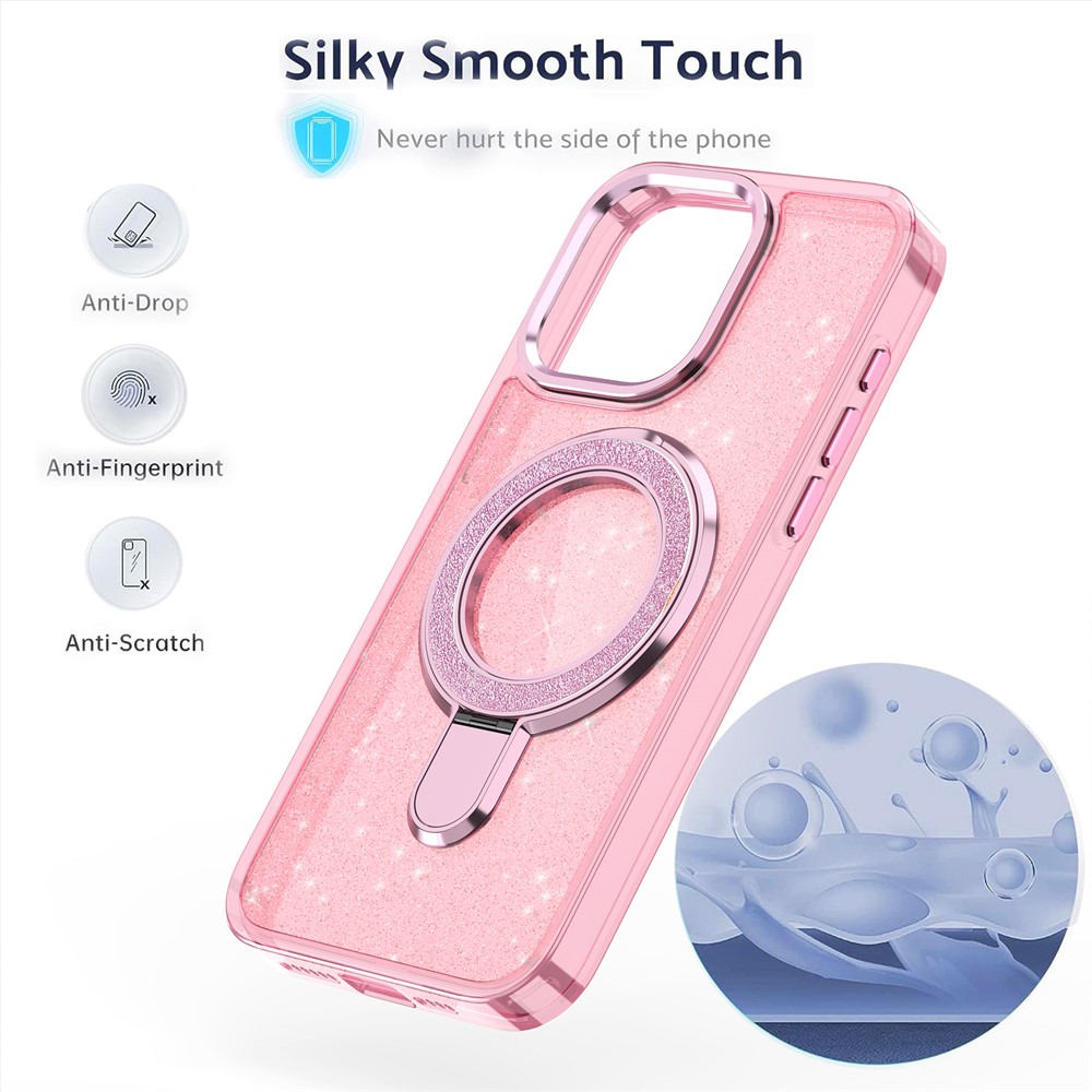 iPhone 16 Pro Max - Kickstand Glitter Pink — estuche (foto 7 de 8)