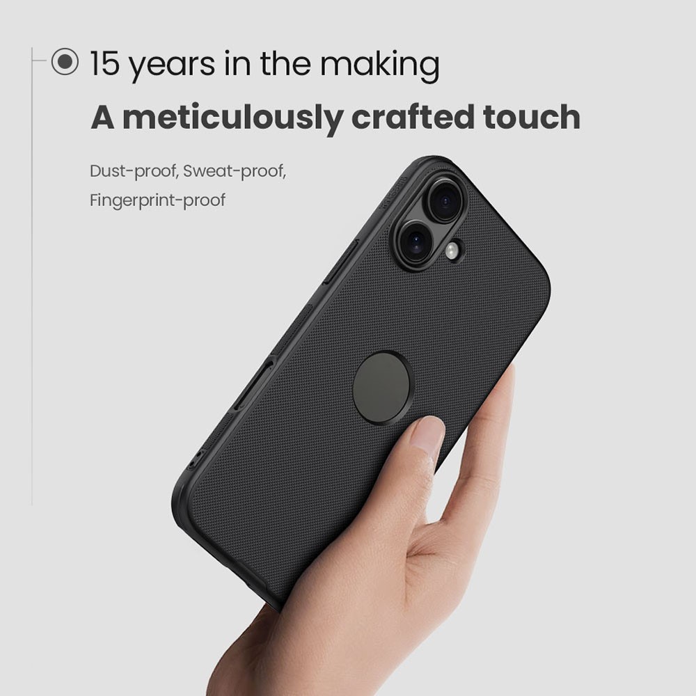 iPhone 16 - NILLKIN Frosted With Logo Hole Black — estuche (foto 7 de 10)