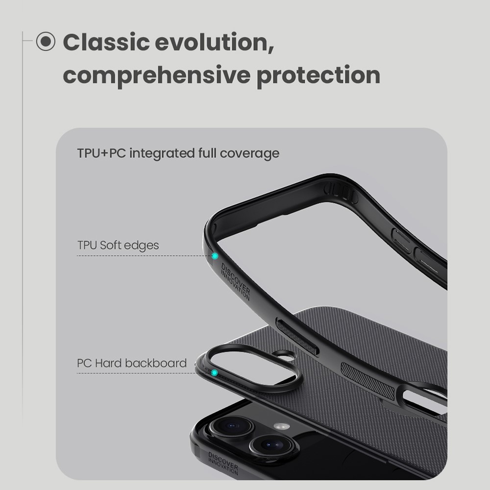 iPhone 16 - NILLKIN Frosted With Logo Hole Black — estuche (foto 8 de 10)