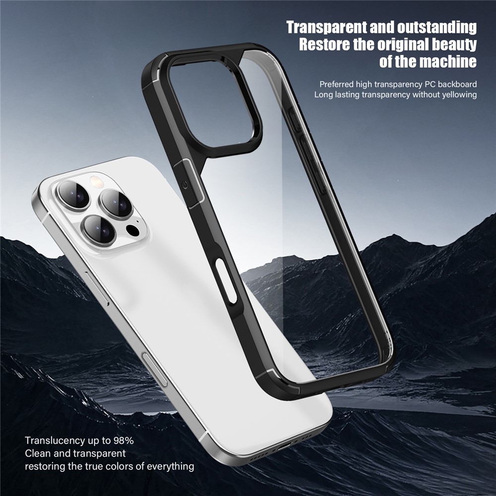 iPhone 16 Pro - IPAKY Shockproof Clear Back Black — estuche (foto 3 de 8)