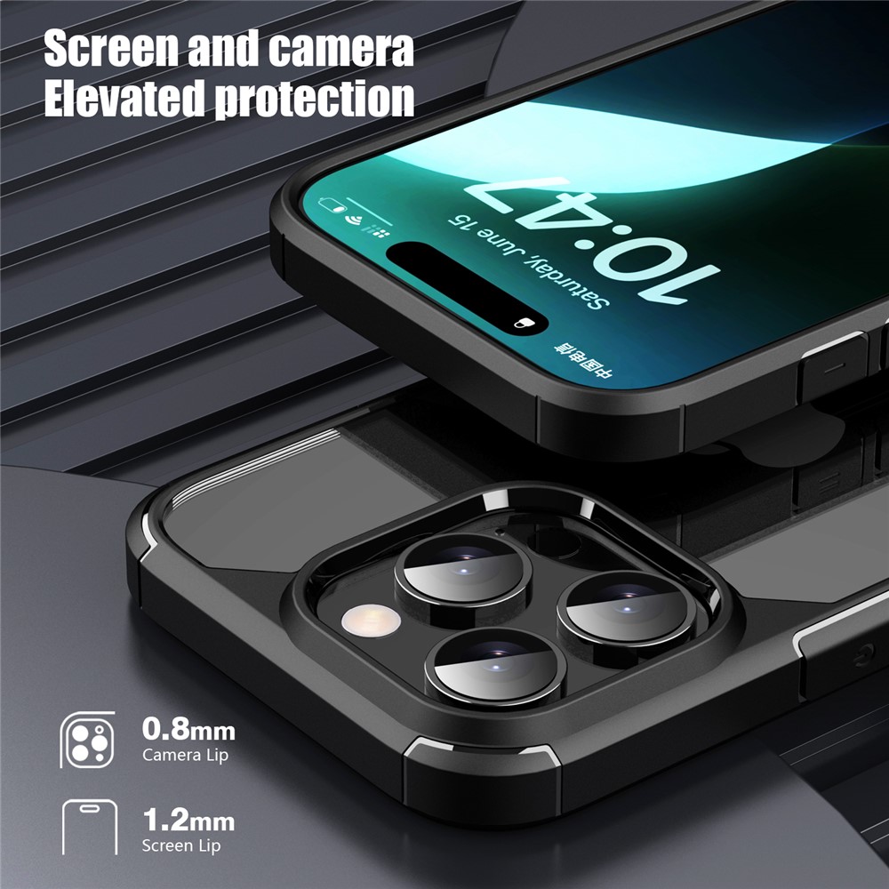 iPhone 16 Pro Max - IPAKY Shockproof Clear Back Black — estuche (foto 4 de 8)