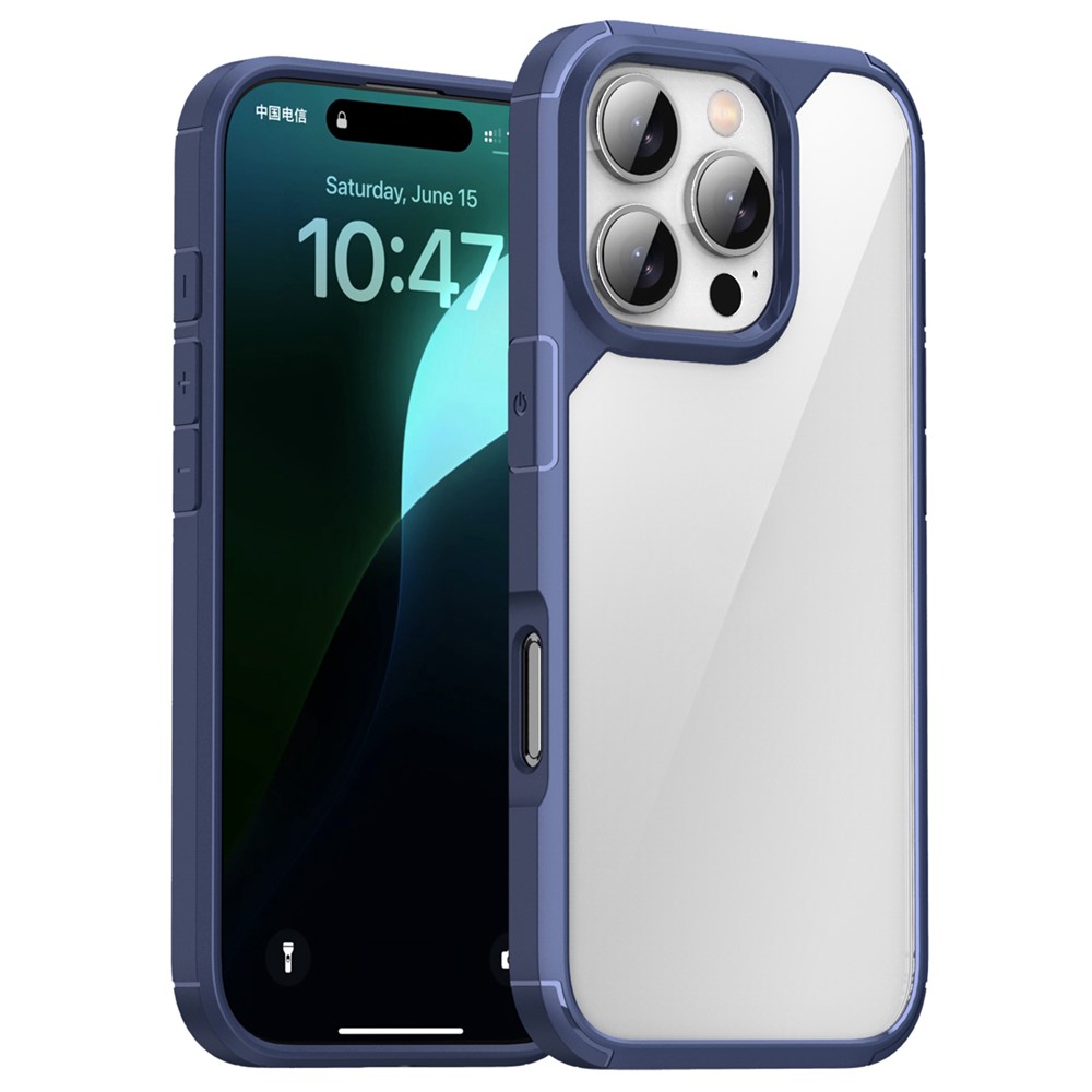 iPhone 16 Pro Max - IPAKY Shockproof Clear Back Blue — estuche