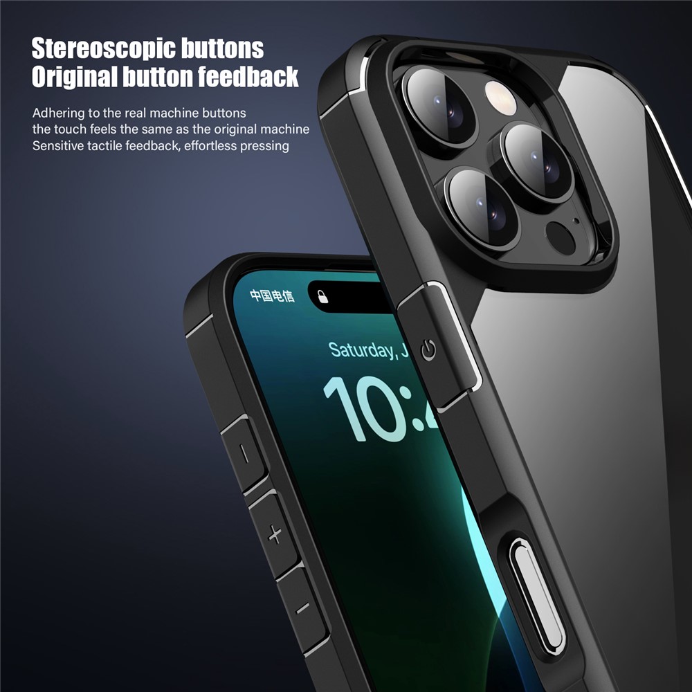 iPhone 16 Pro Max - IPAKY Shockproof Clear Back Grey — estuche (foto 6 de 8)