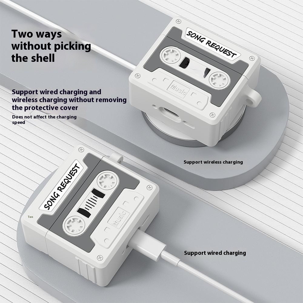 Apple AirPods 4 - Silicone 3D Cassette With Strap Black — estuche (foto 4 de 9)