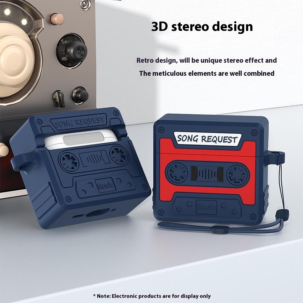 Apple AirPods 4 - Silicone 3D Cassette With Strap Black — estuche (foto 5 de 9)