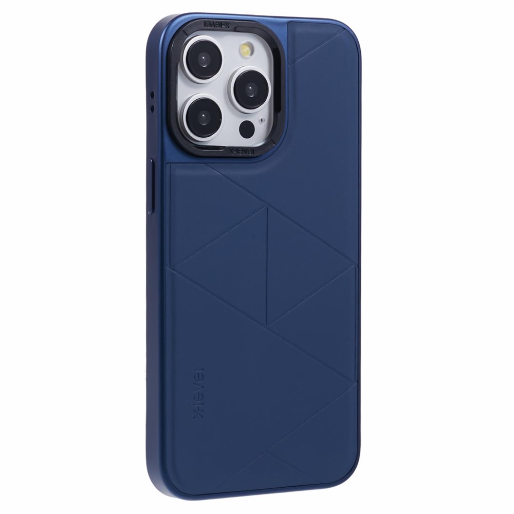 iPhone 15 Pro Max - X-LEVEL Geometric Leather Blue — estuche