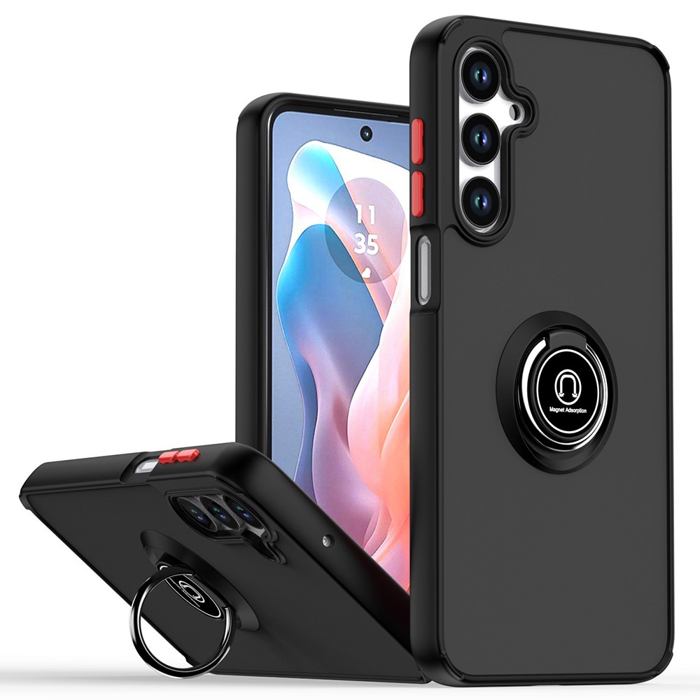 Samsung Galaxy A36/A56 - TPU Ring Kickstand Black Red — estuche