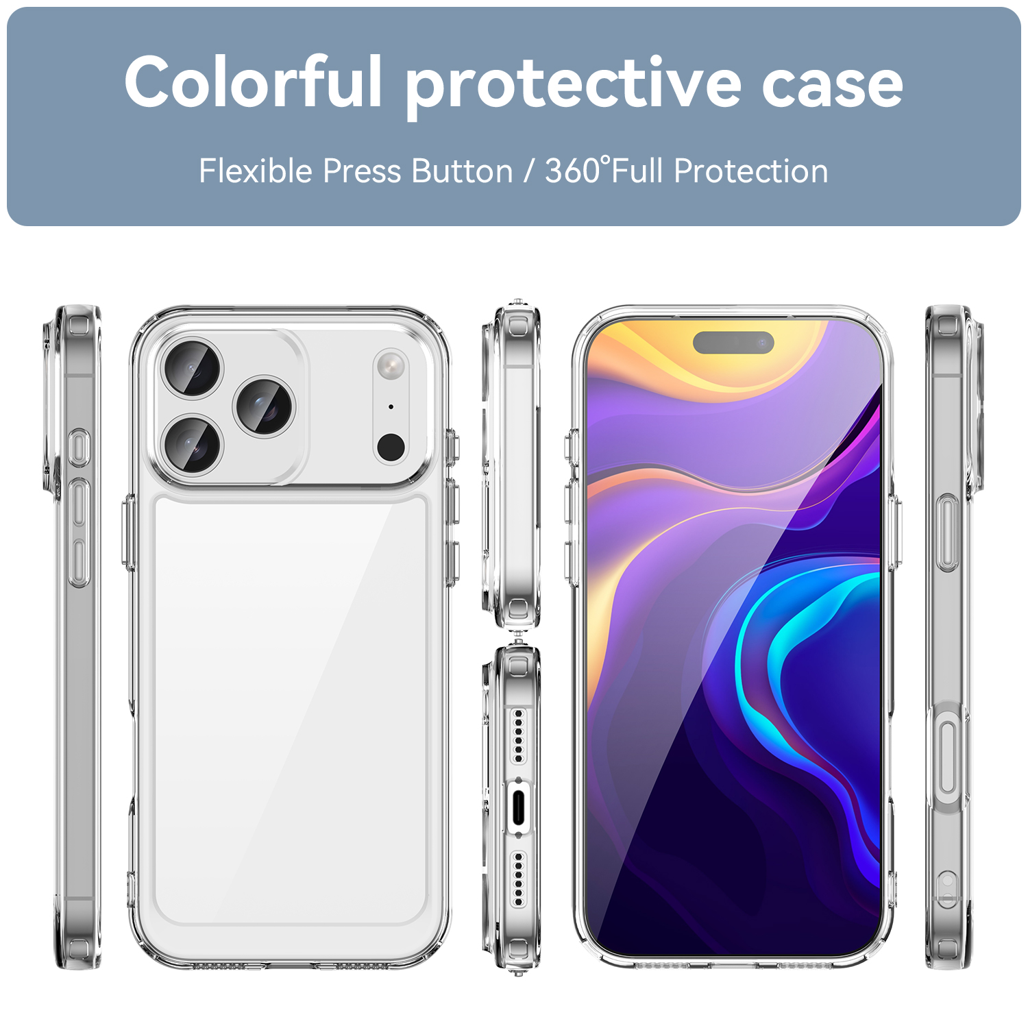 iPhone 17 Pro - WANLONFENG XC With Tempered Glass Transparent — estuche (foto 3 de 12)