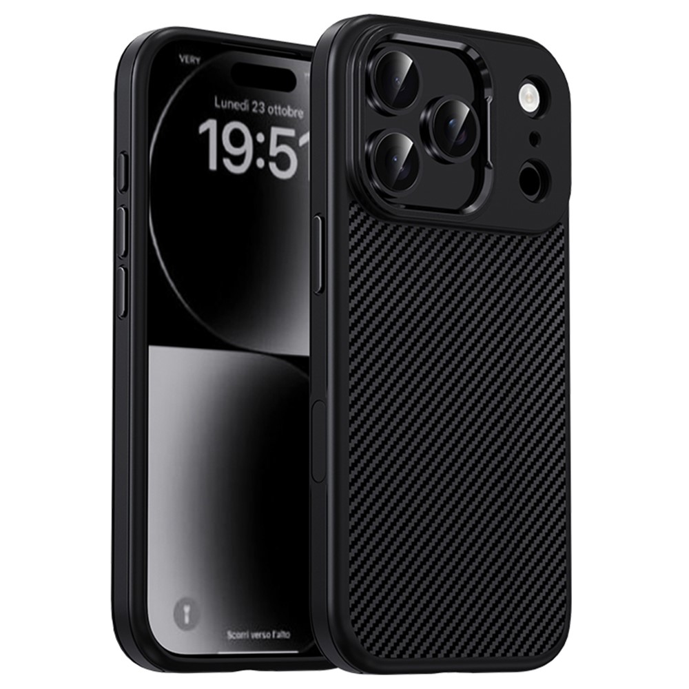 iPhone 17 Pro Max - IPAKY Carbon Fiber Metal Lens Black