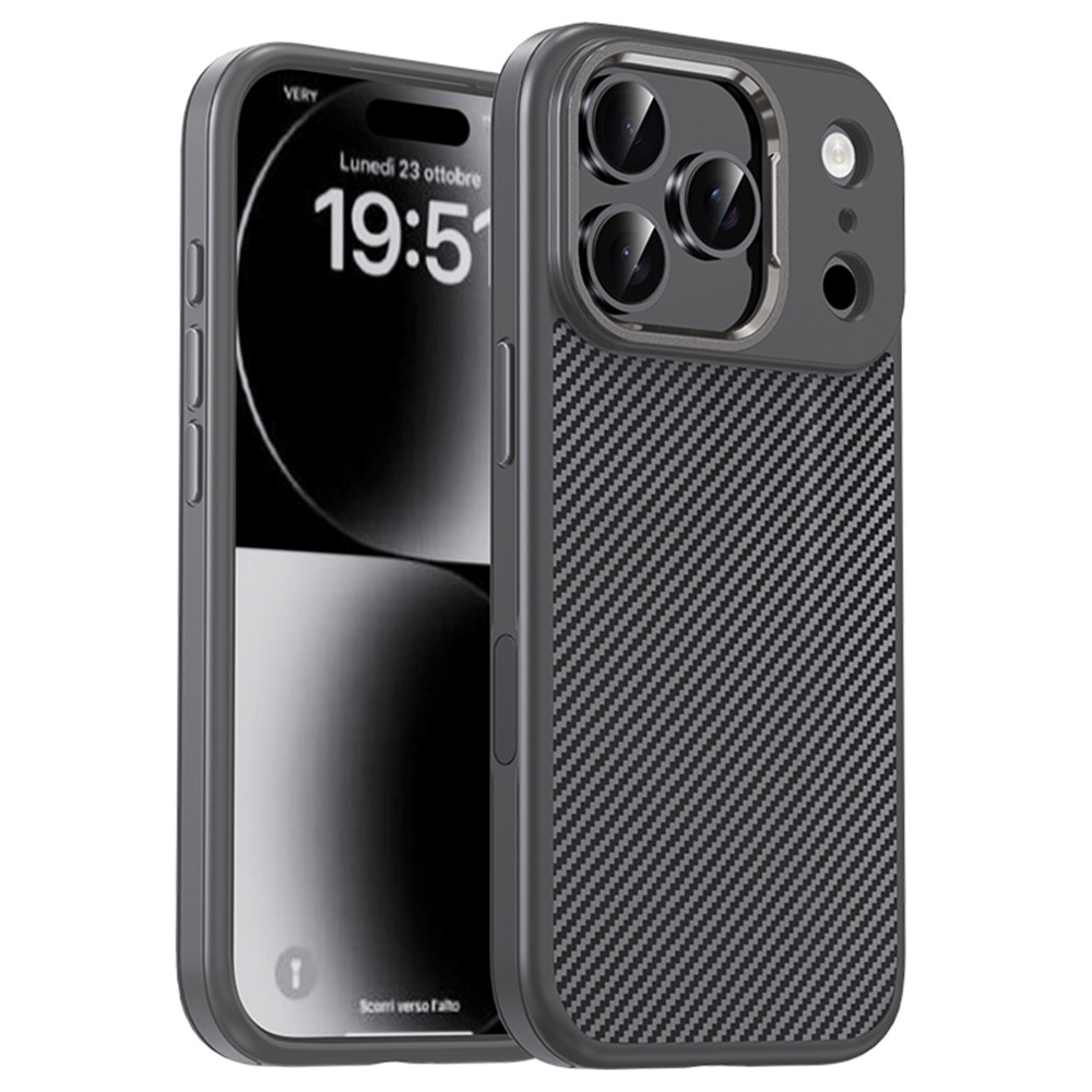 iPhone 17 Pro Max - IPAKY Carbon Fiber Metal Lens Grey