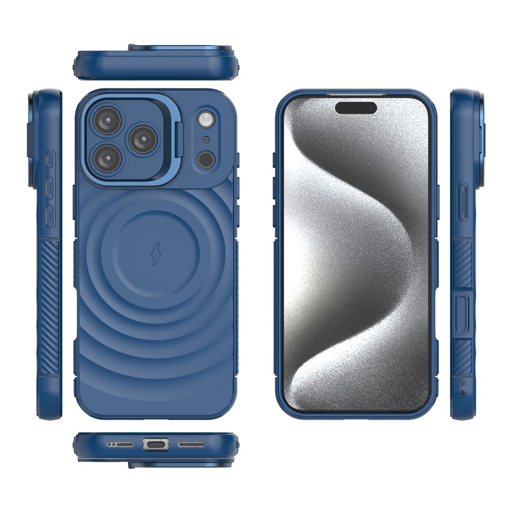 iPhone 17 Pro Max - Kickstand Ripple Texture Blue — estuche (foto 3 de 8)