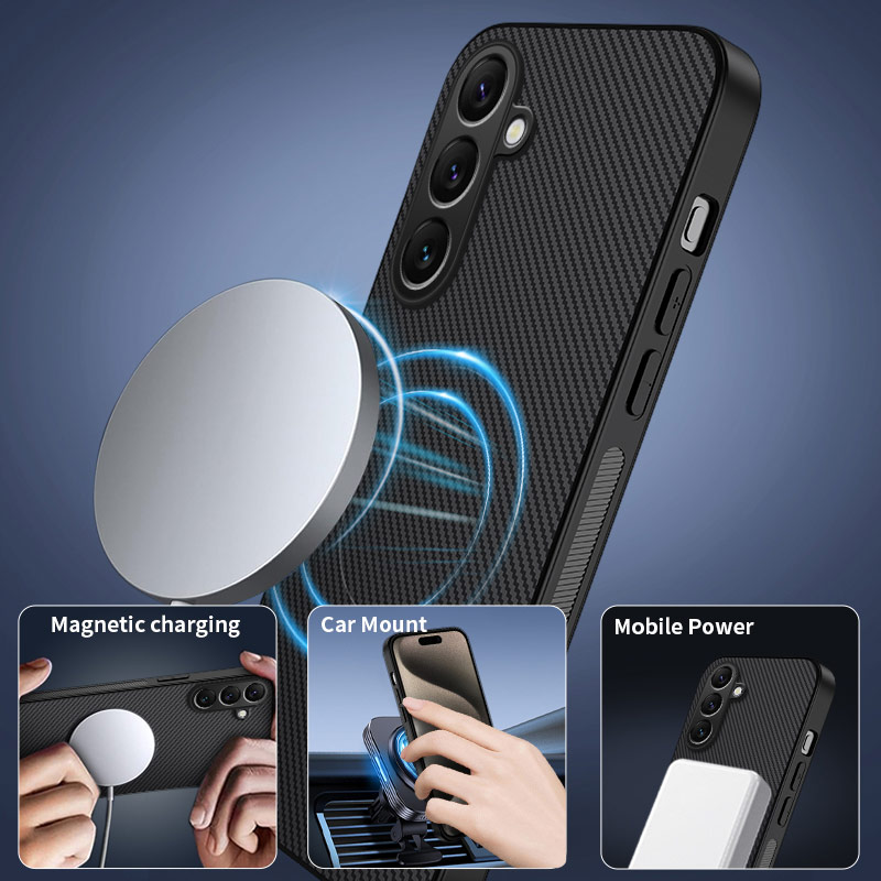Samsung Galaxy S25 FE - WANLONFENG Carbon Fiber With MagSafe Grey — estuche (foto 4 de 6)