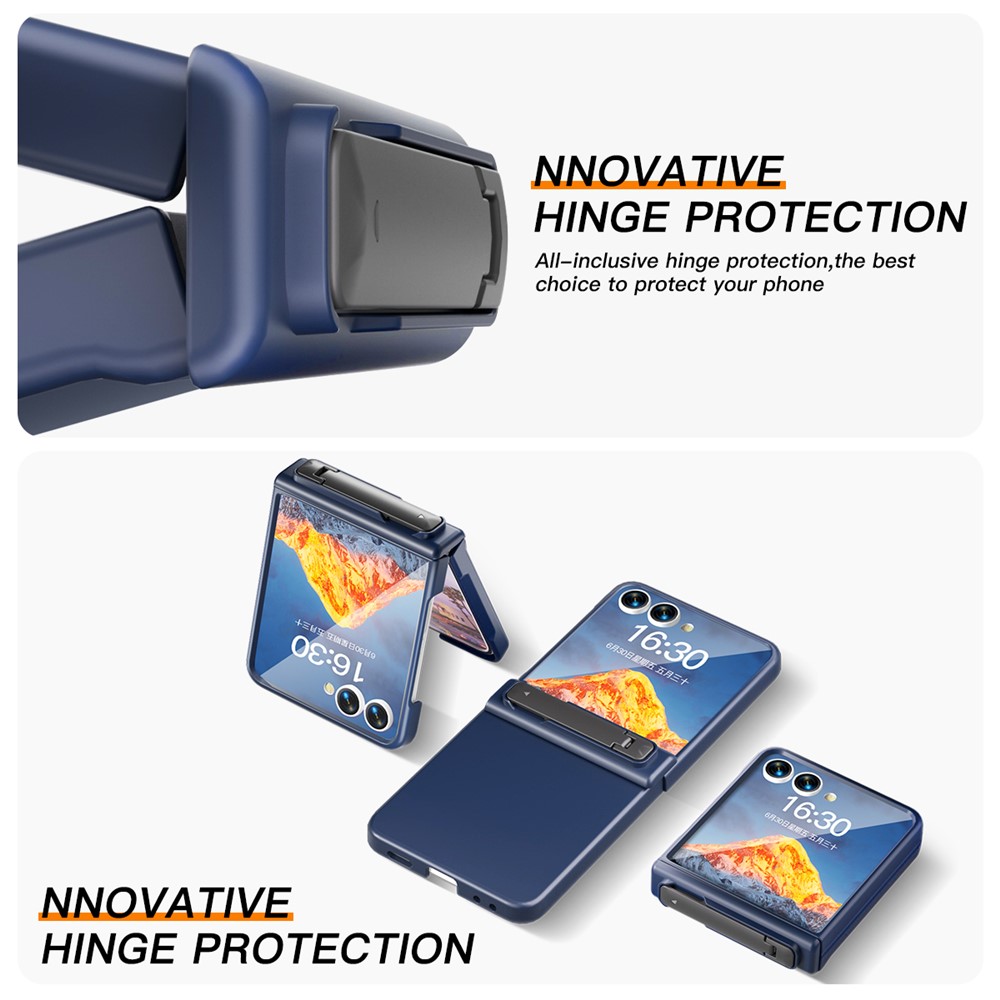 Samsung Galaxy Z Flip 7 - Kickstand Case Built-In Dark Blue — estuche (foto 2 de 7)