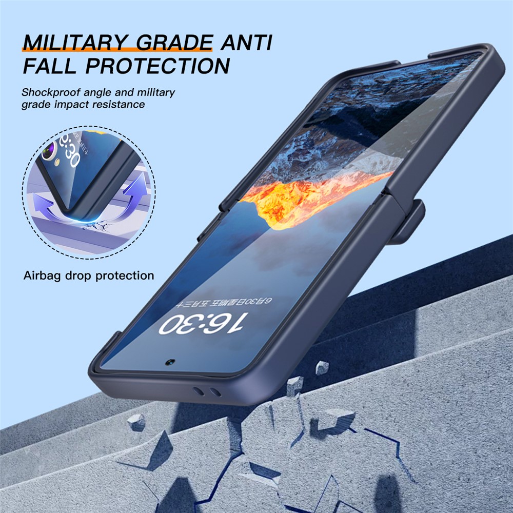 Samsung Galaxy Z Flip 7 - Kickstand Case Built-In Dark Blue — estuche (foto 4 de 7)