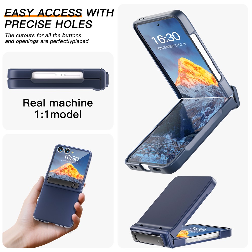 Samsung Galaxy Z Flip 7 - Kickstand Case Built-In Dark Blue — estuche (foto 6 de 7)