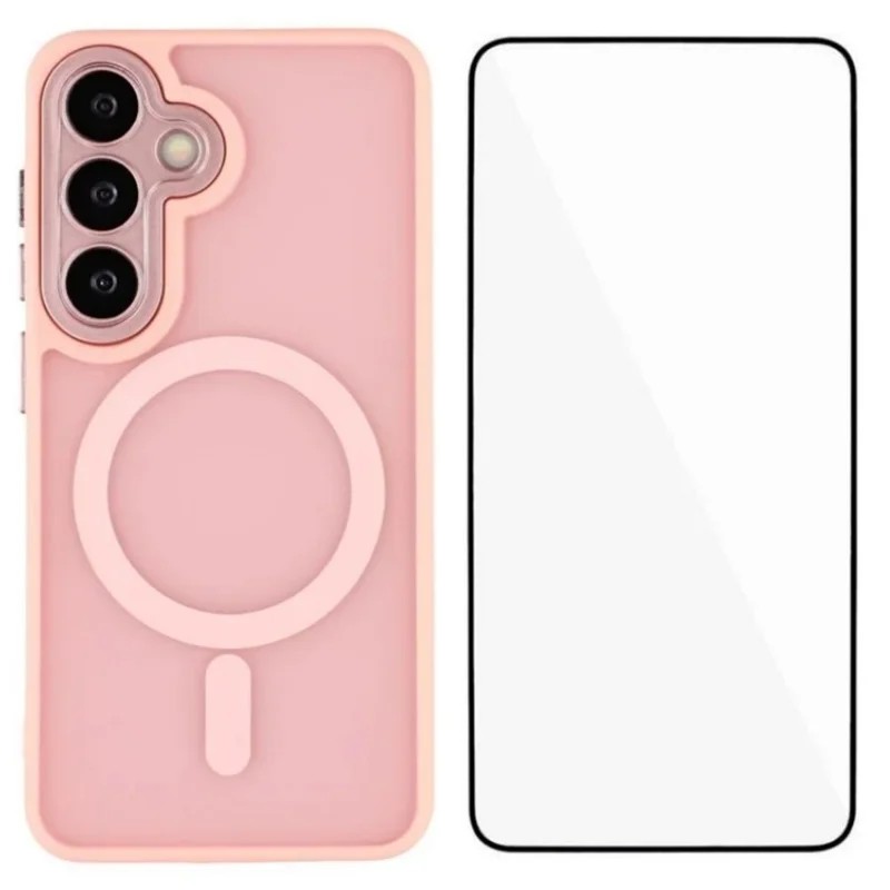 Samsung Galaxy S25 FE - WANLONFENG With MagSafe and Tempered Glass Pink