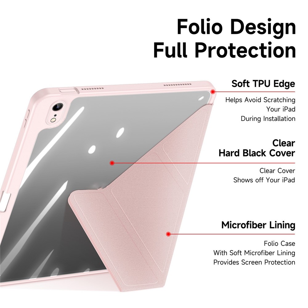 iPad 10.9 2025 - DUX DUCIS Series Magi Fold Stand Pink — estuche (foto 6 de 12)