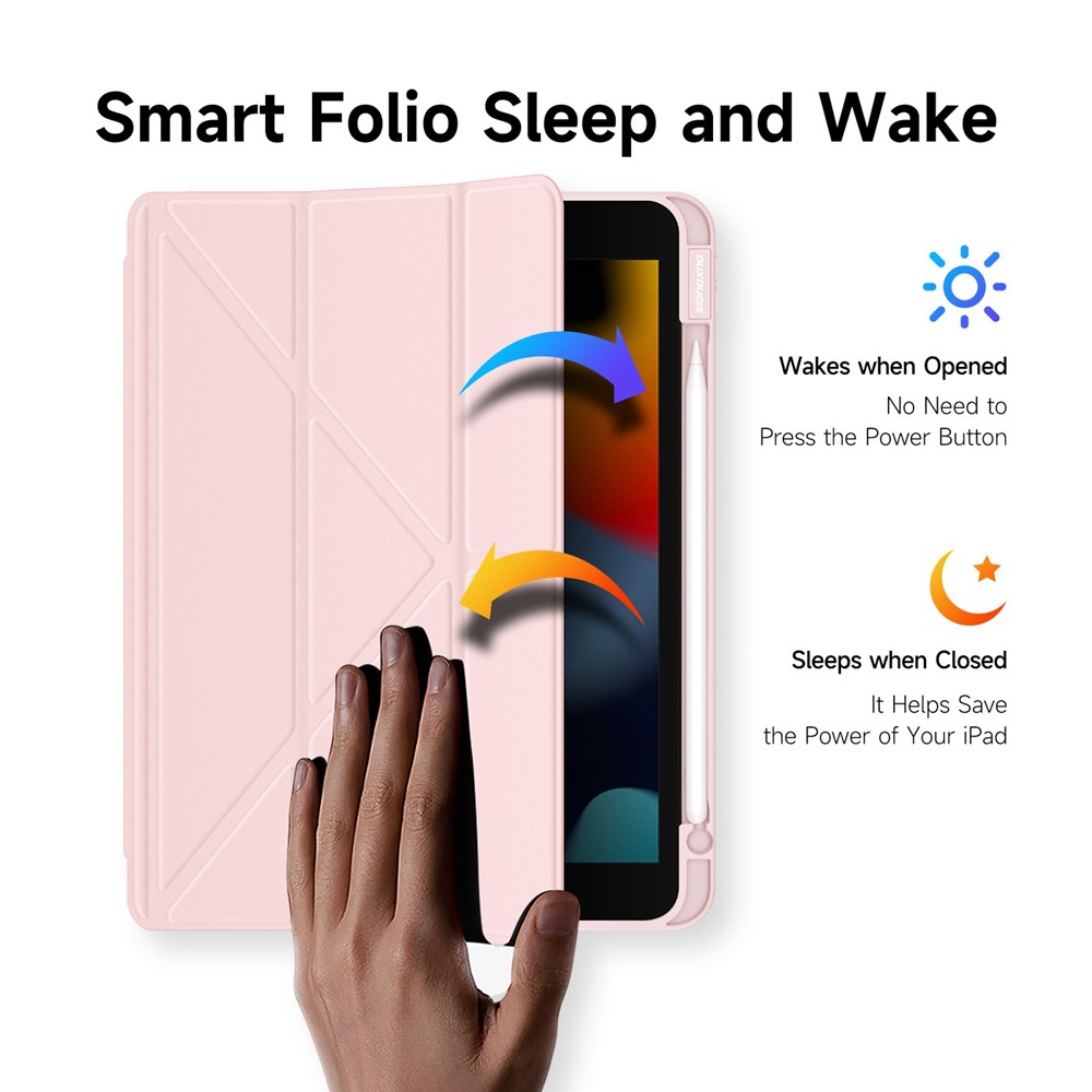 iPad 10.9 2025 - DUX DUCIS Series Magi Fold Stand Pink — estuche (foto 8 de 12)