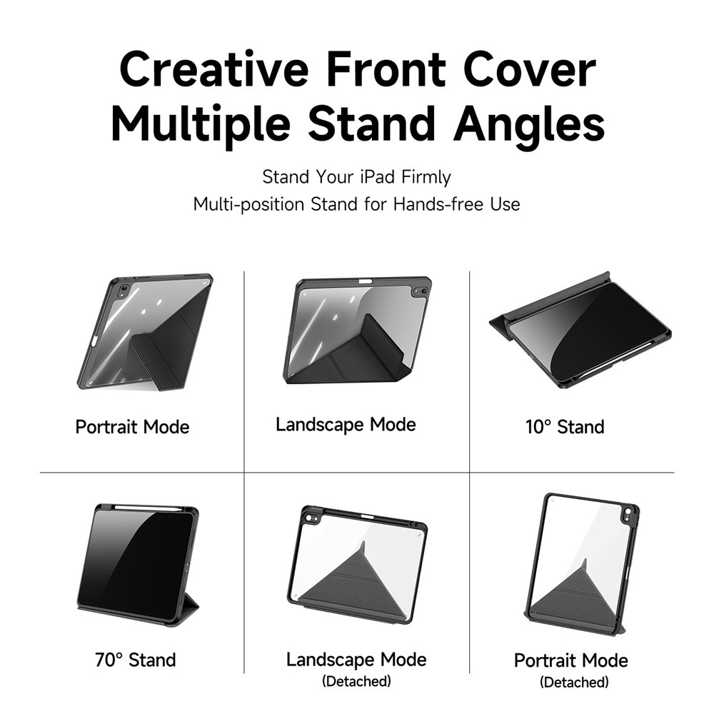 iPad 10.9 2025 - DUX DUCIS Series Magi Fold Stand Black — estuche (foto 5 de 12)