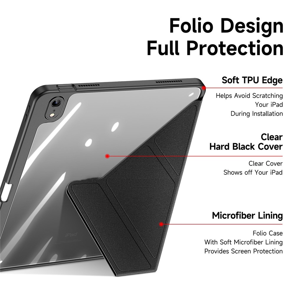iPad 10.9 2025 - DUX DUCIS Series Magi Fold Stand Black — estuche (foto 6 de 12)