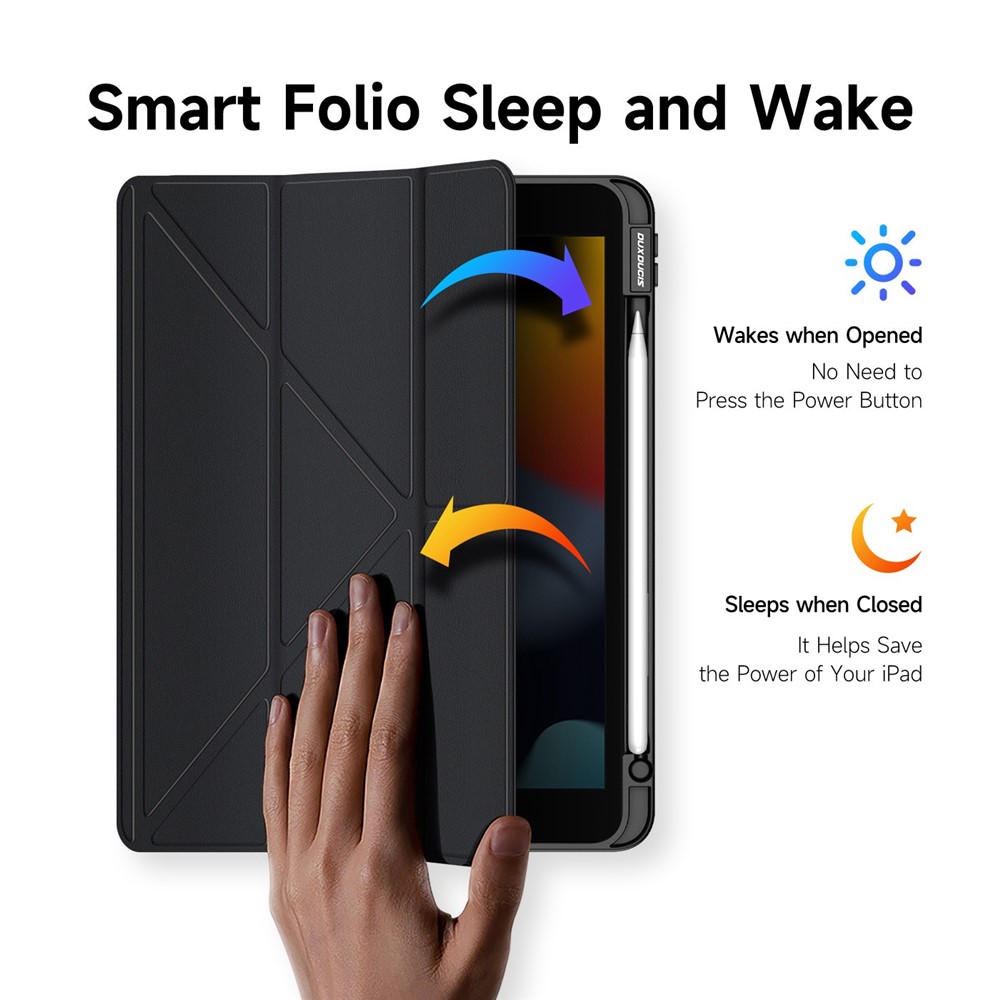 iPad 10.9 2025 - DUX DUCIS Series Magi Fold Stand Black — estuche (foto 8 de 12)
