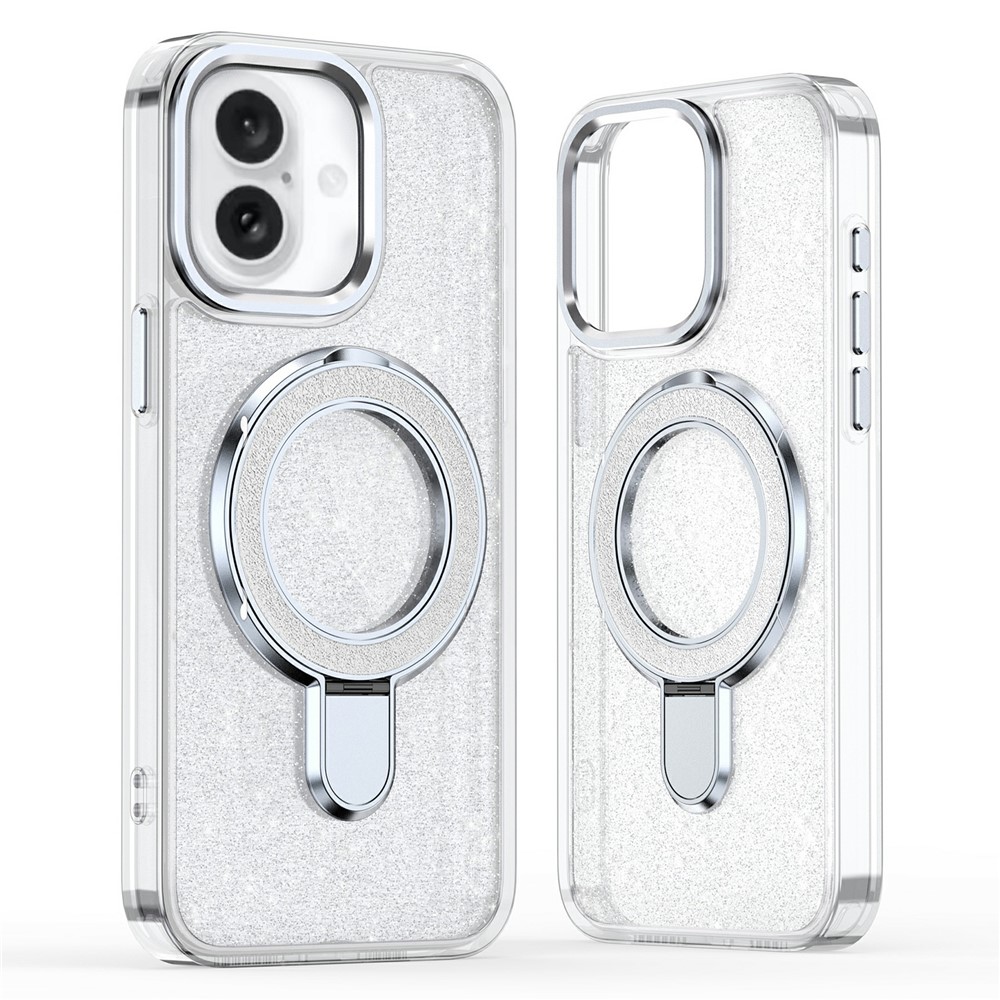 iPhone 17 - Kickstand Glitter Transparent — estuche