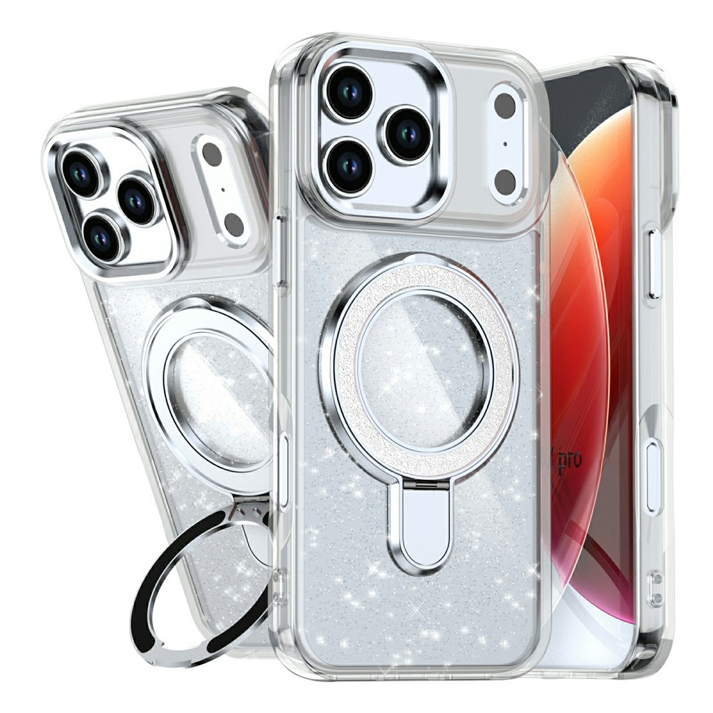 iPhone 17 Pro - Kickstand Glitter Transparent — estuche