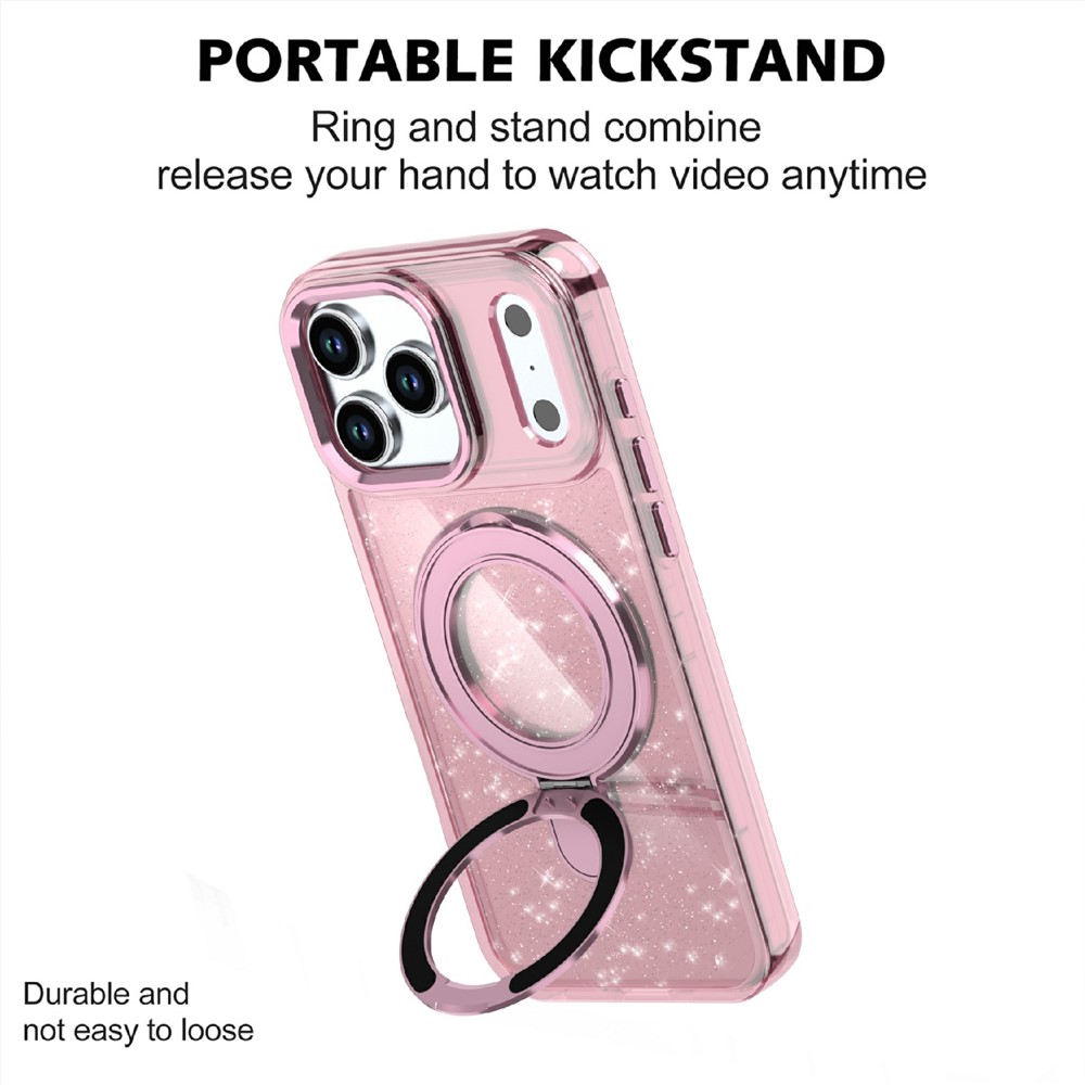 iPhone 17 Pro Max - Kickstand Glitter Pink — estuche (foto 2 de 5)