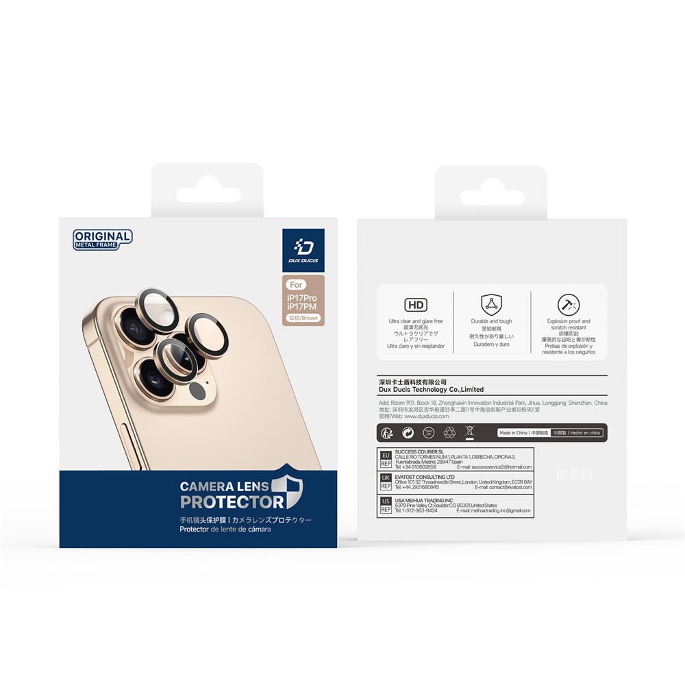 iPhone 17 Pro/17 Pro Max - DUX DUCIS Camera Lens Glass Protector Silver — vidrio templado protector de pantalla (foto 9 de 9)