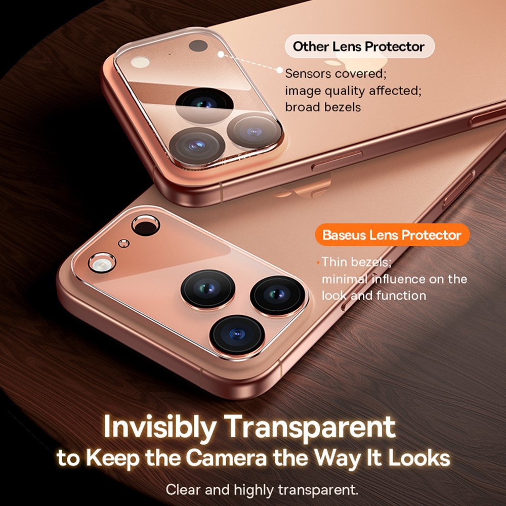 iPhone 17 Pro - BASEUS Camera Lens Glass Protector — vidrio templado protector de pantalla (foto 6 de 11)