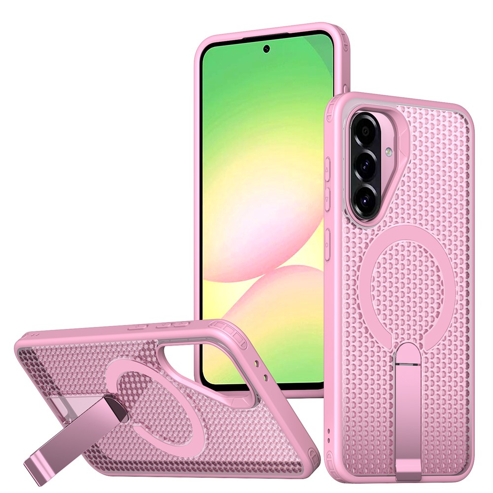 Samsung Galaxy A36/A56 - Kickstand Grid Texture Pink — estuche