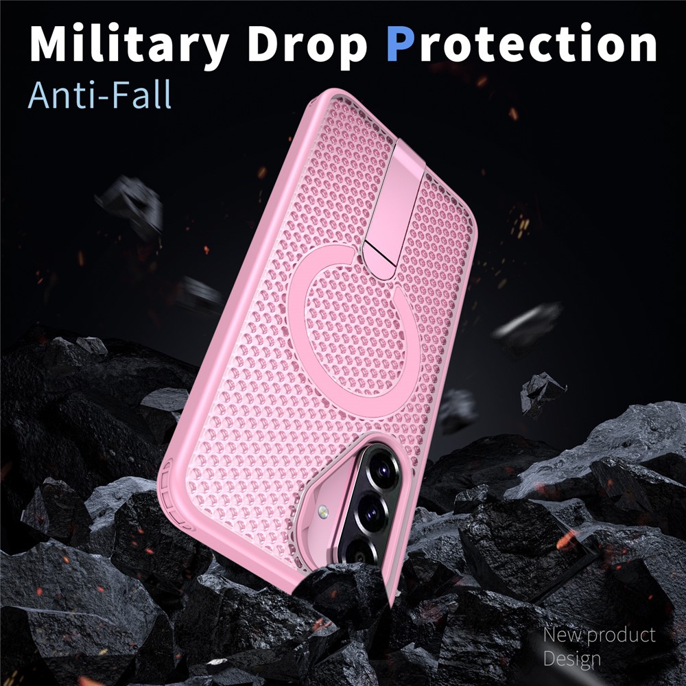 Samsung Galaxy A36/A56 - Kickstand Grid Texture Pink — estuche (foto 3 de 7)