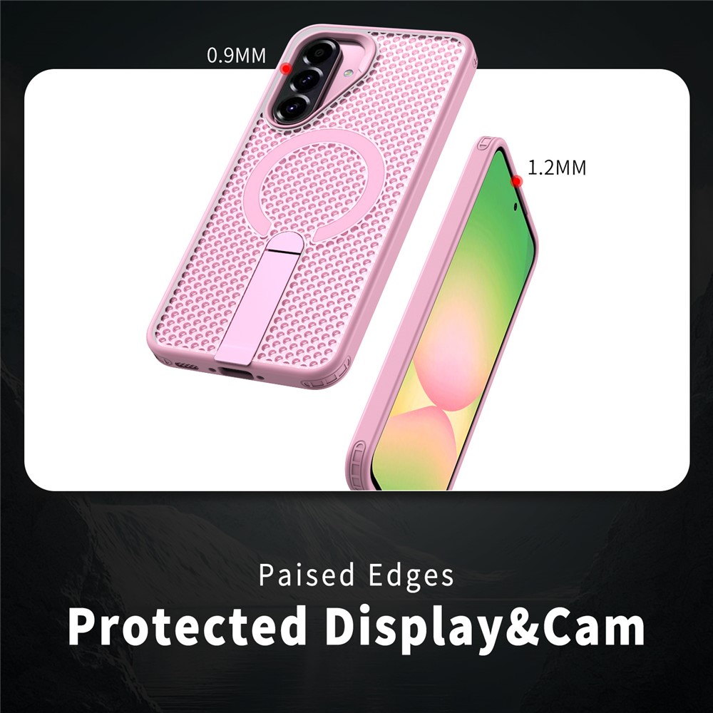 Samsung Galaxy A36/A56 - Kickstand Grid Texture Pink — estuche (foto 4 de 7)