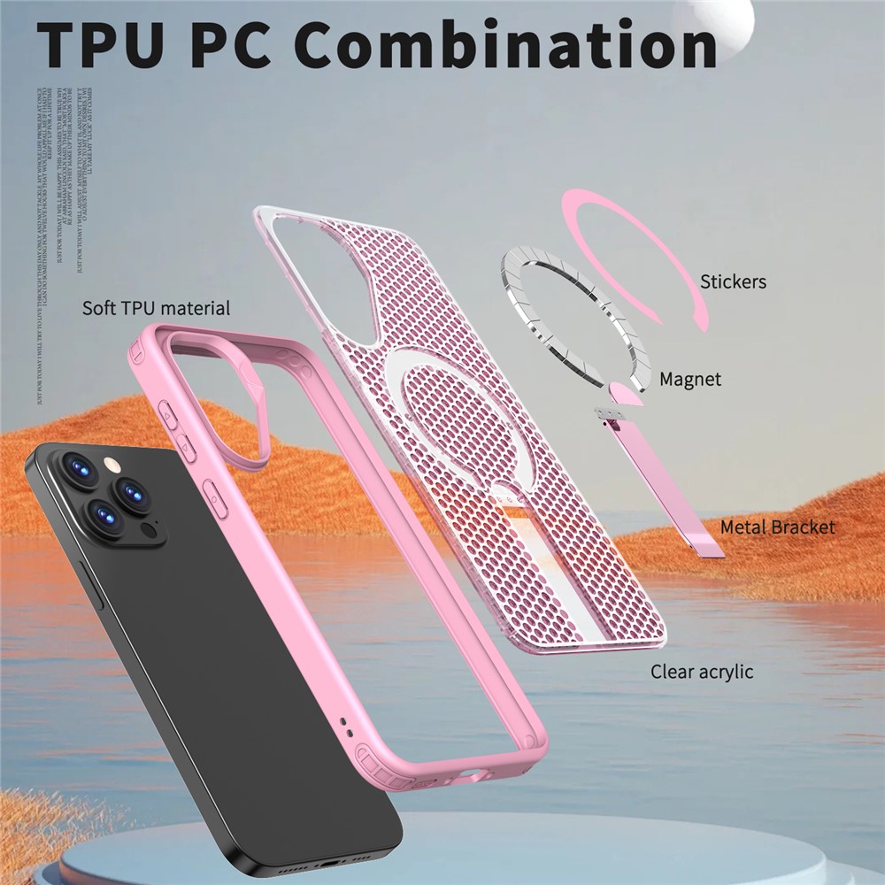 Samsung Galaxy A36/A56 - Kickstand Grid Texture Pink — estuche (foto 5 de 7)