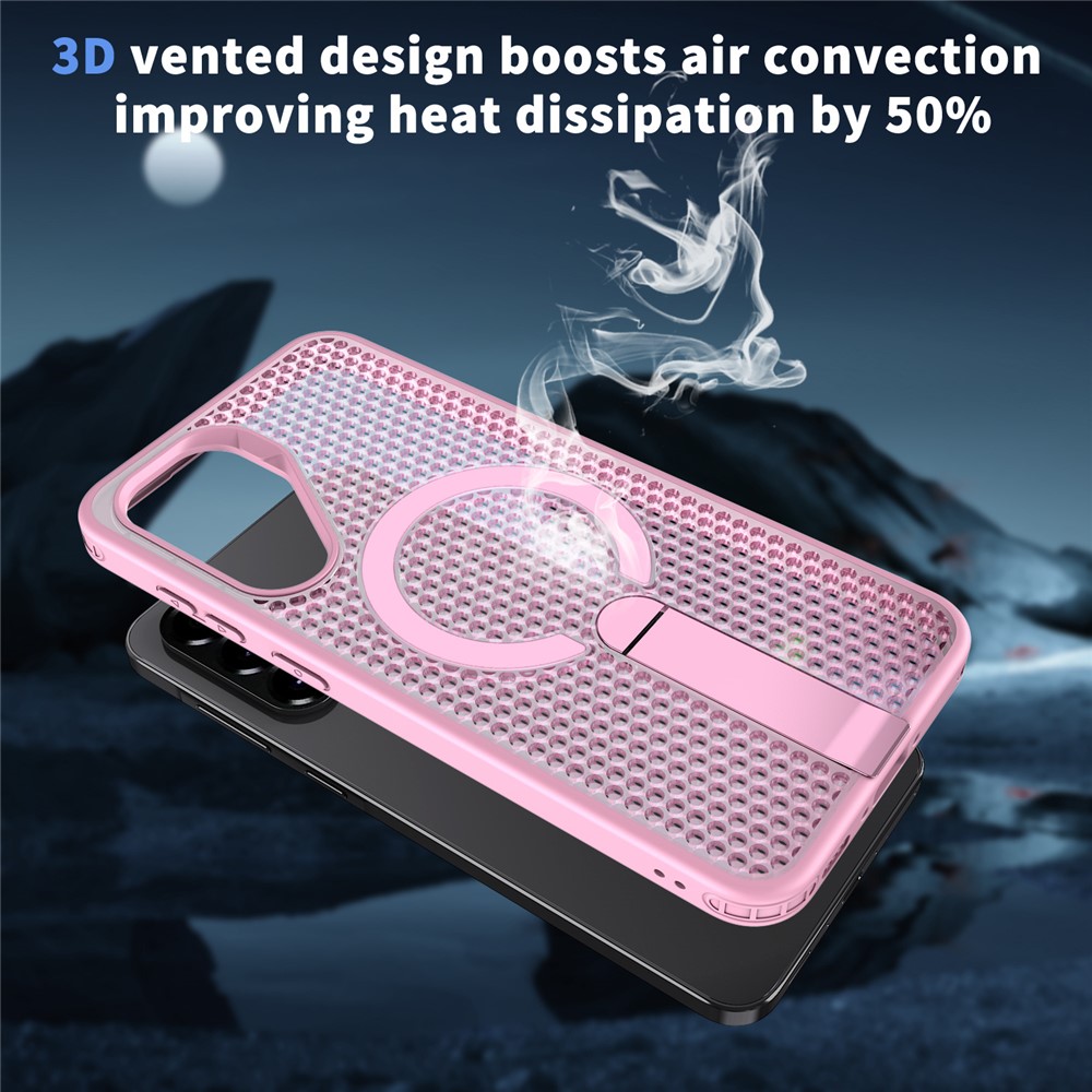 Samsung Galaxy A36/A56 - Kickstand Grid Texture Pink — estuche (foto 7 de 7)