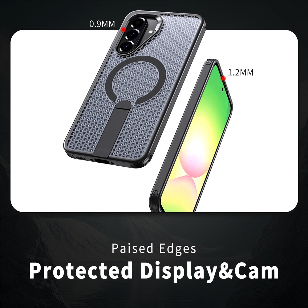 Samsung Galaxy A36/A56 - Kickstand Grid Texture Black — estuche (foto 4 de 7)