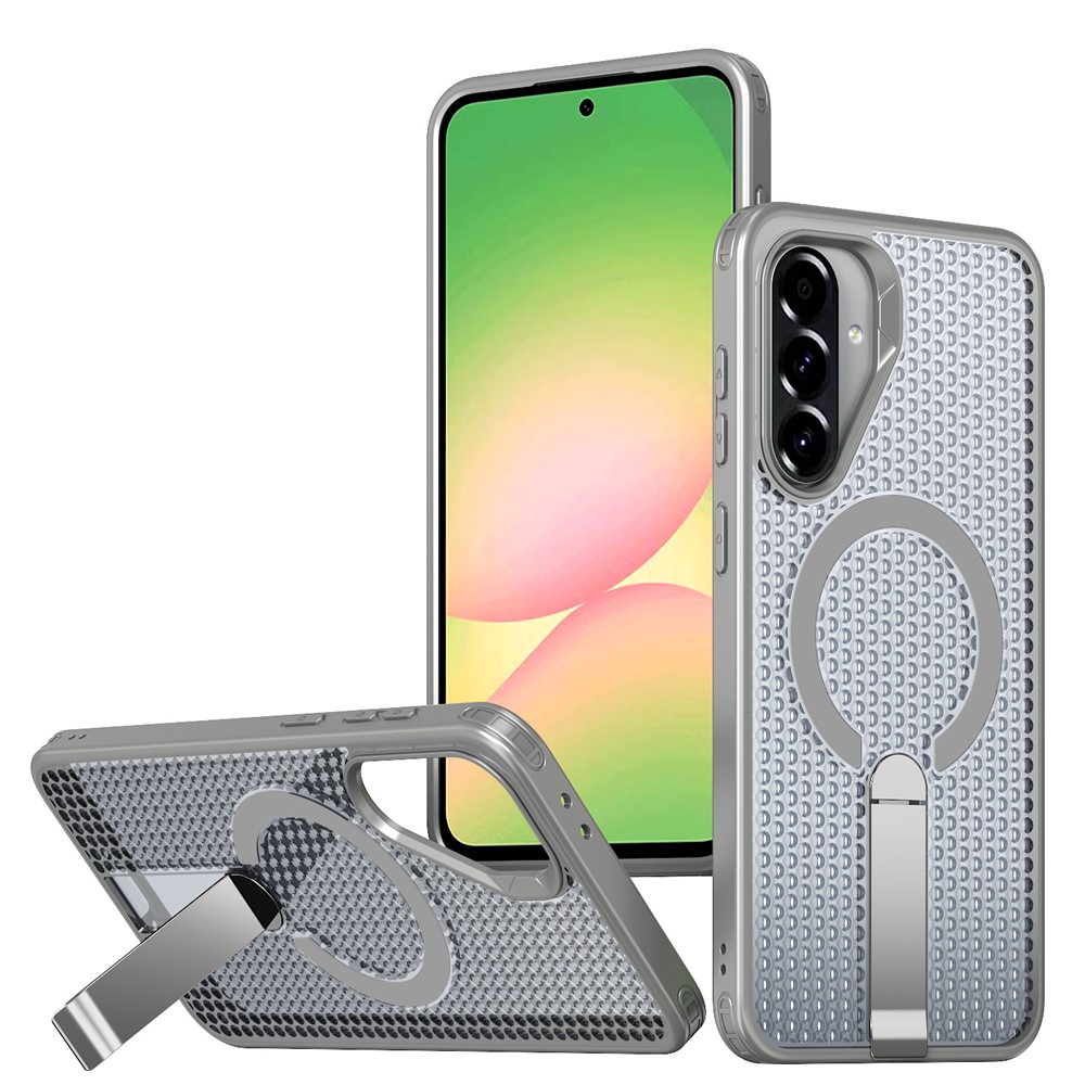 Samsung Galaxy A36/A56 - Kickstand Grid Texture Titanium Grey — estuche