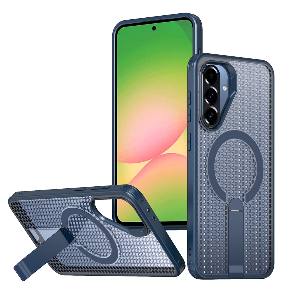 Samsung Galaxy A36/A56 - Kickstand Grid Texture Blue — estuche