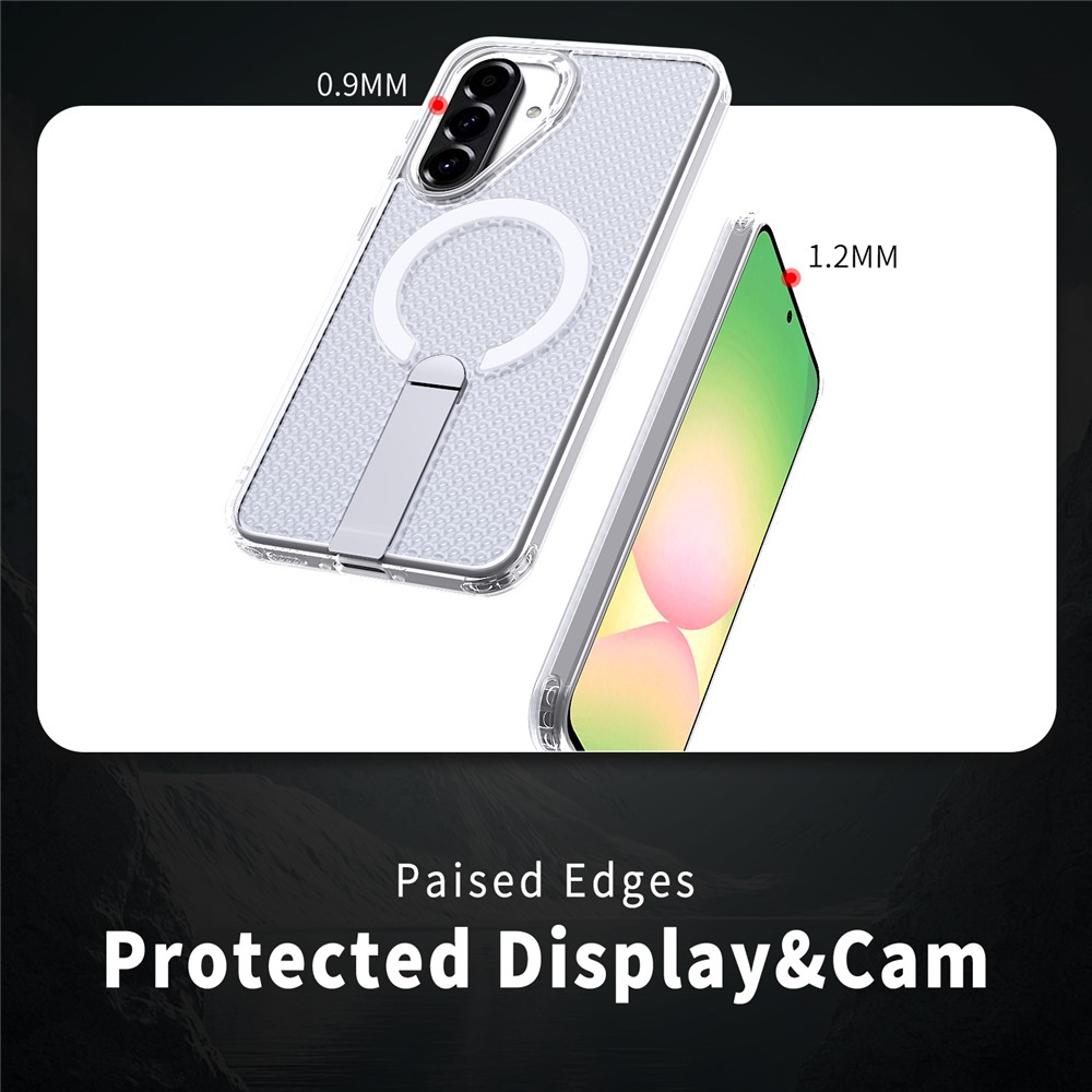 Samsung Galaxy A36/A56 - Kickstand Grid Texture Transparent — estuche (foto 4 de 7)