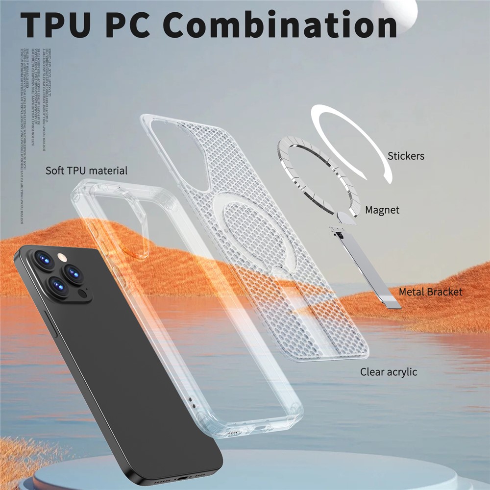 Samsung Galaxy A36/A56 - Kickstand Grid Texture Transparent — estuche (foto 5 de 7)